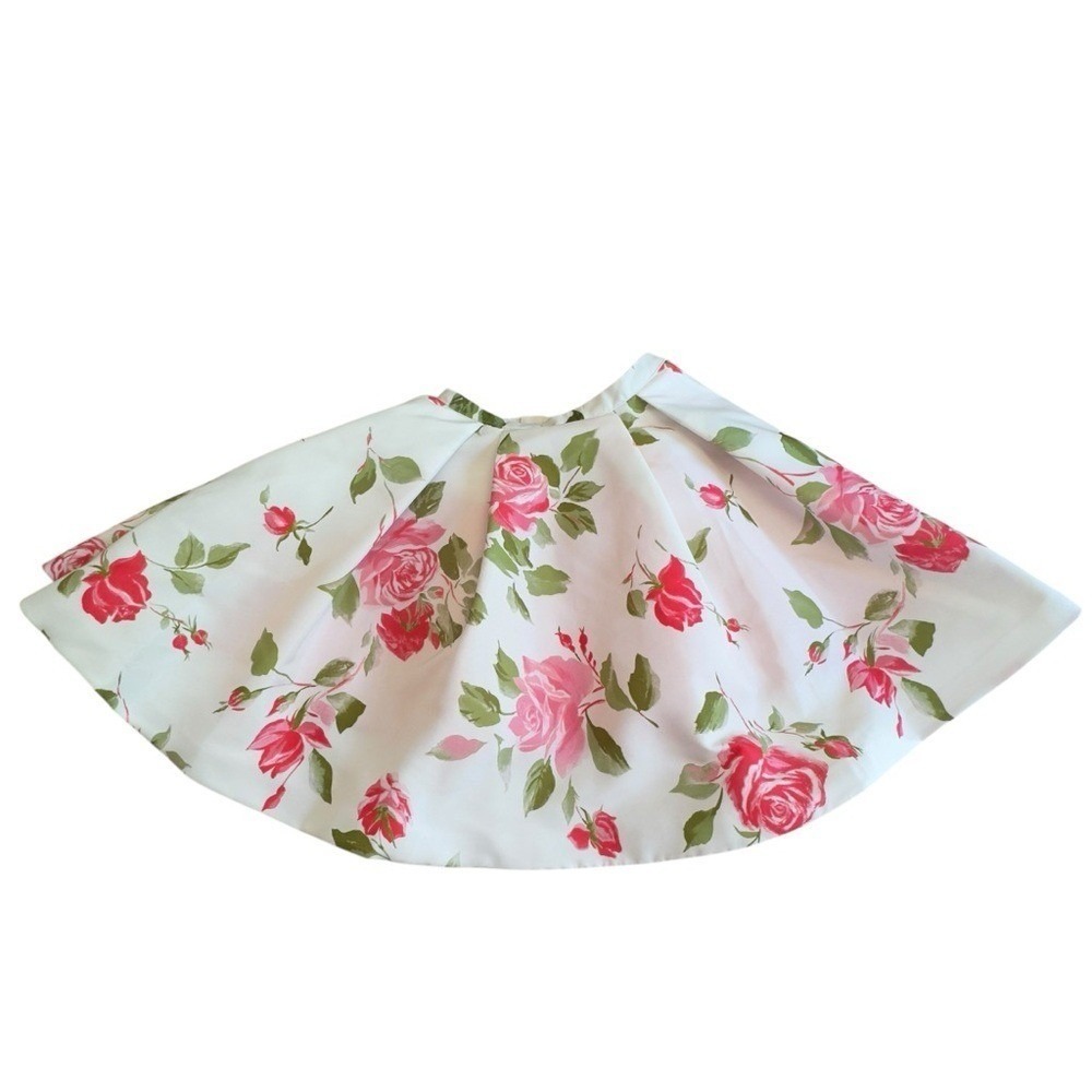 Sherri Hill 50563 Pink Rose Floral Fit Flare Skirt White Designer Size 0 Bridal - Picture 6 of 16